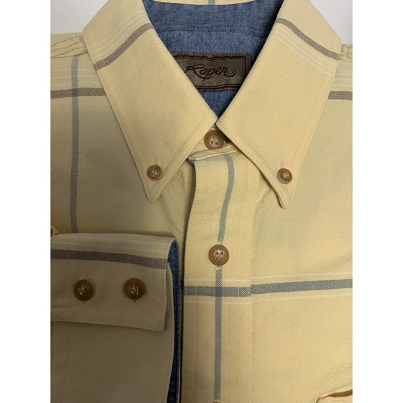 Roper Other - Roper Long Sleeve Button Down Shirt Men's‎ M Yellow Plaid Western Cowboy Rodeo